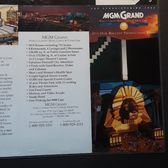 c MGM HOTEL CASINO LV 1992 GARY MEYER 2 SIDE… - Picture 10 of 12